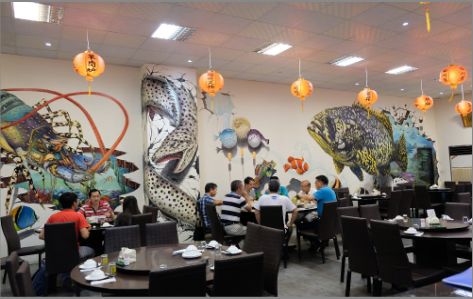 武宣海鲜餐厅墙体彩绘